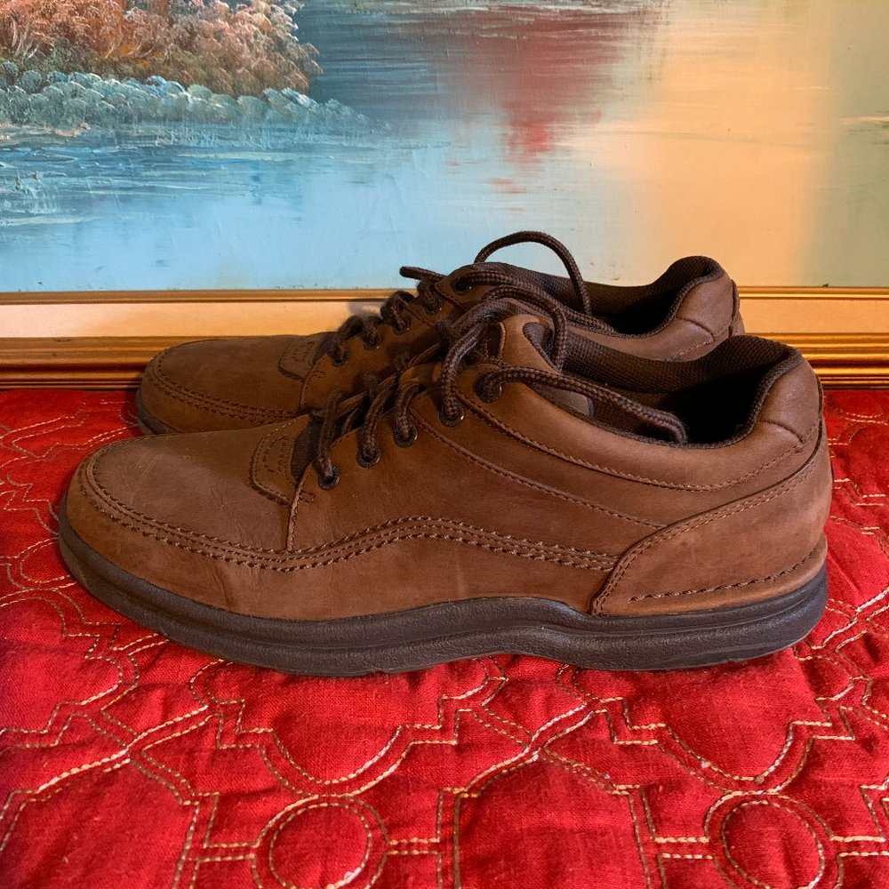 Rockport Brown Leather Oxfords Lace Up Shoes Men's 12 - Picture 2 of 15